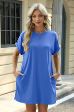 Florira Short Sleeve Mini Dress with Pockets - Ladyez