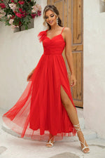 Asymmetrical Ruched Slit Dress - Ladyez