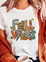 FALL VIBES Cotton Blend Casual T Shirt