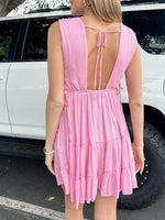 Deep V-Neck Tiered Mini Dress