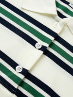 Striped Polo T-Shirt with Contrast Collar - Ladyez