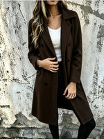 Full Size Double-Breasted Lapel Collar Coat Plus Size