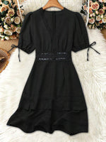 Lace Detail V-Neck Mini Dress