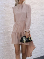 High-Low Flounce Sleeve Dress