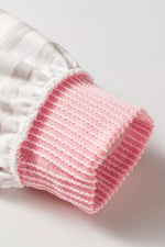 Twisted Rib Trim Striped Round Neck Loose Pullover Sweatshirt