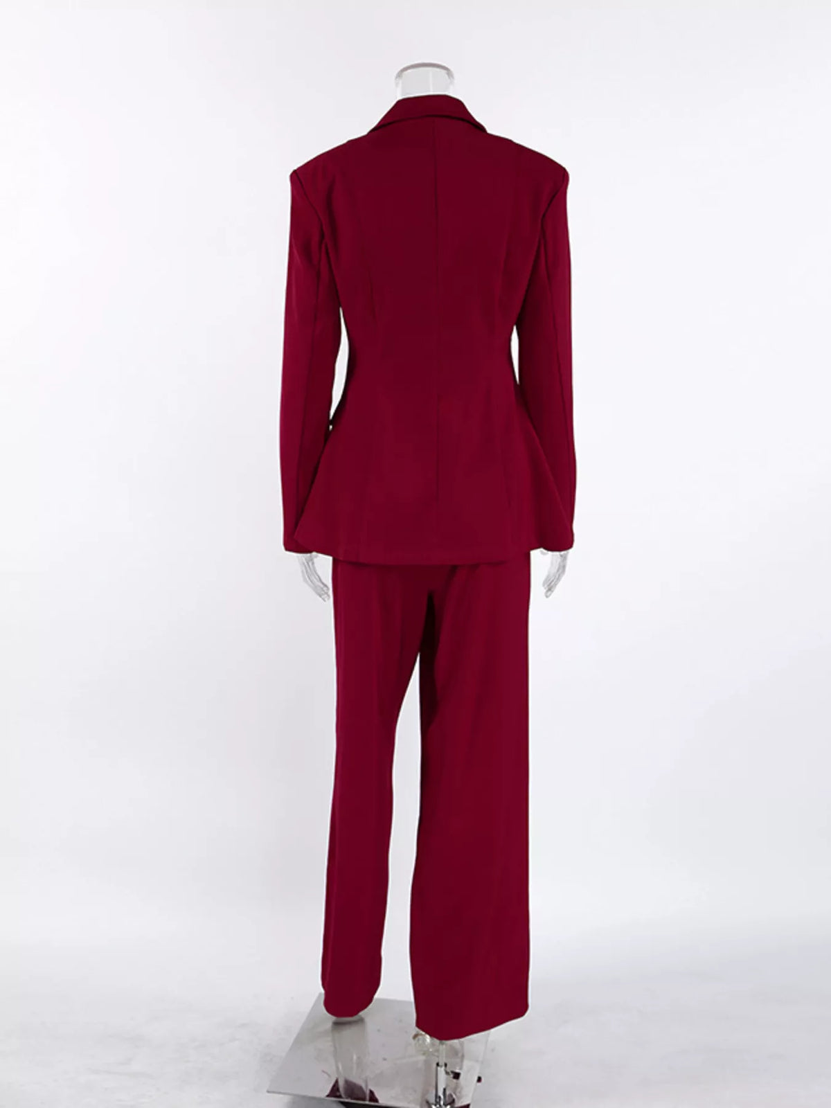 Lapel Collar Blazer and Wide-Leg Pants Set