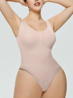 Scoop Neck Wide Strap Shaping Bodysuit - Ladyez