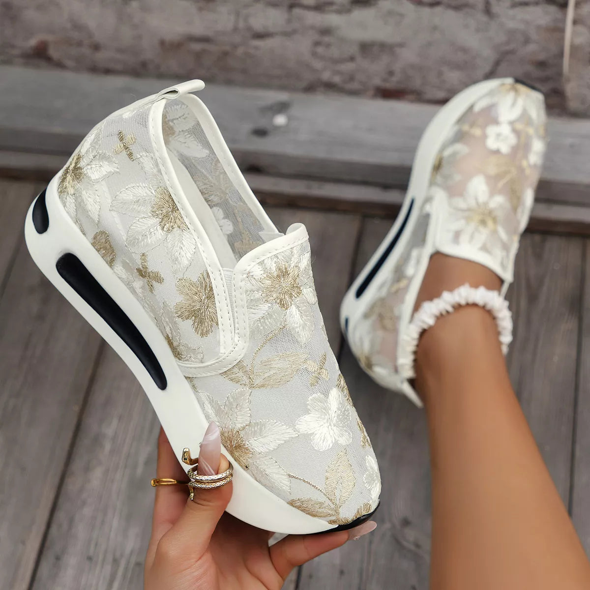 Round Toe Platform Slip-Ons