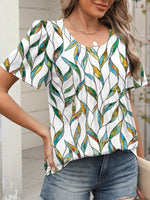 Floral Print Short Sleeve Blouse