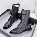 Round Toe Block Heels Boots - Ladyez