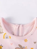 Children's Tiered Bunny Rainbow Print Casual Dress