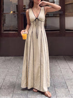 V-Neck Sleeveless Maxi Dress