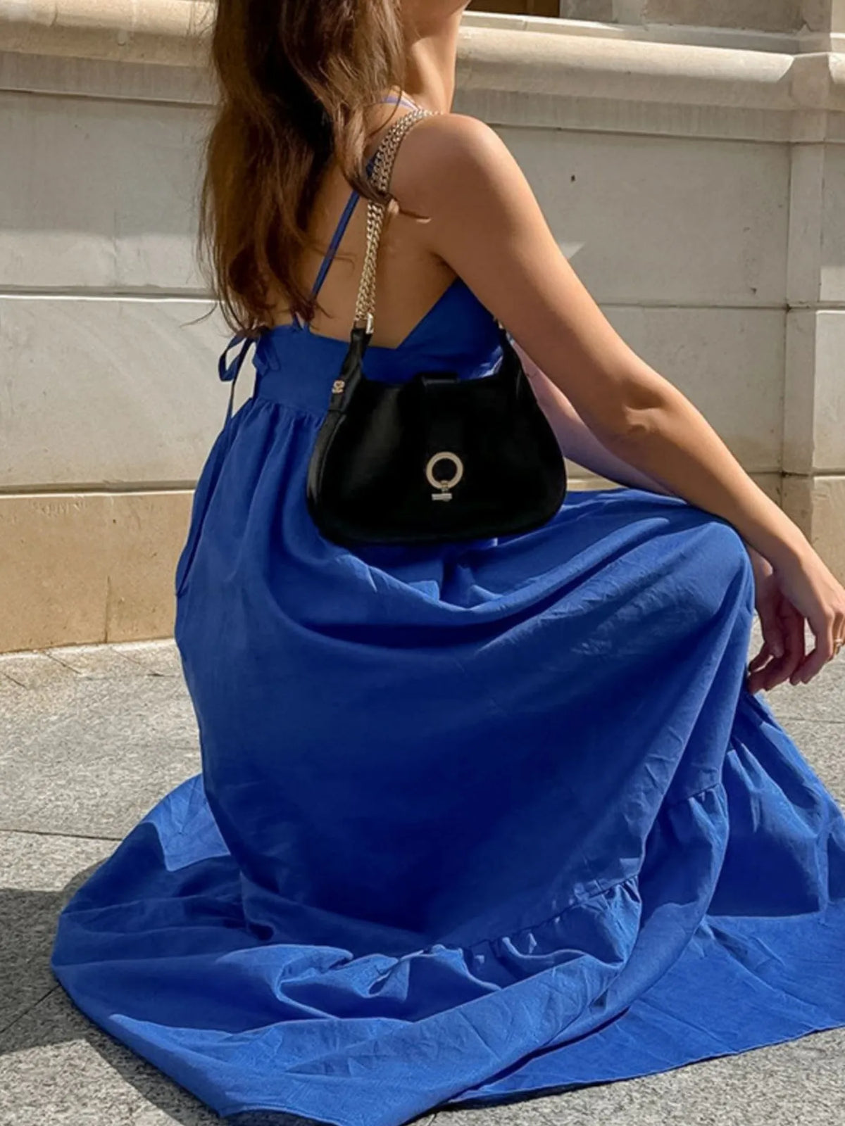 V-Neck Tiered Maxi Cami Dress - Ladyez