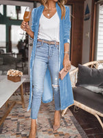 Open Front Long Sleeve Longline Cardigan