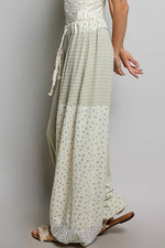 POL Patchwork Mixed Knit Wide Leg Pants