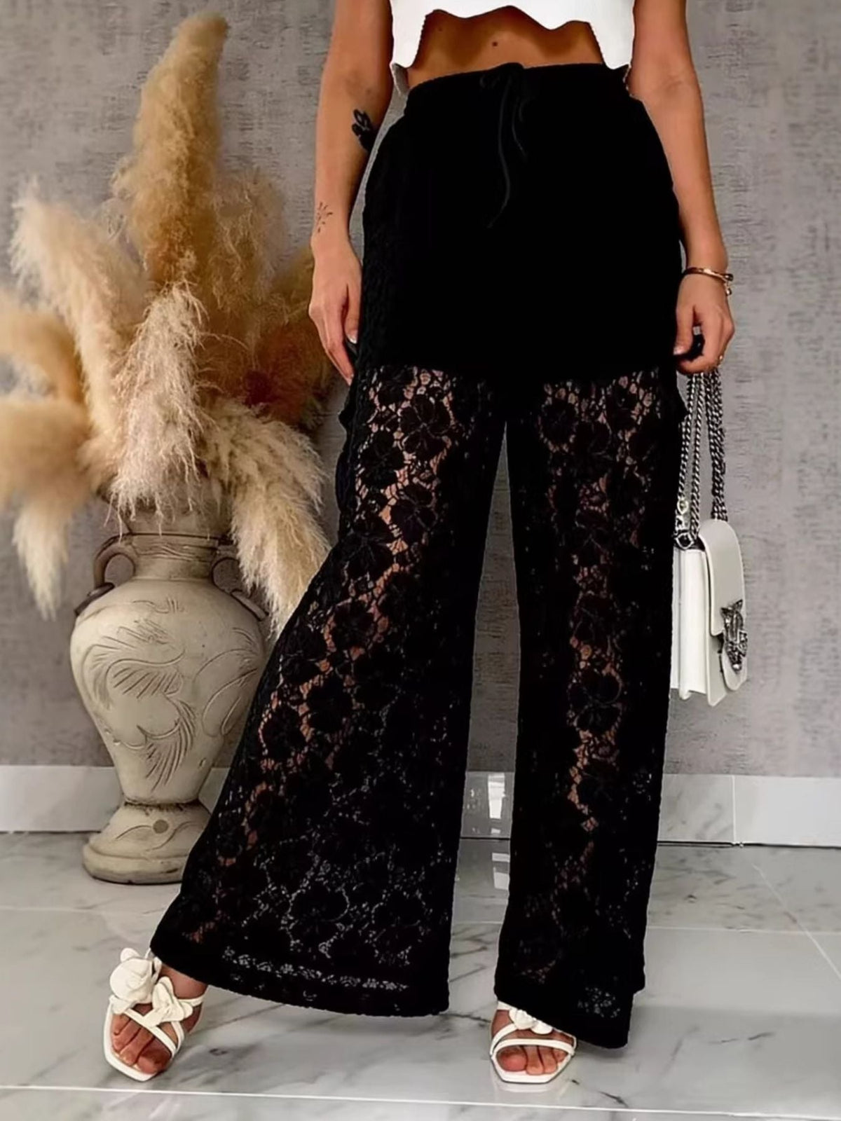 Lace Wide-Leg Pants