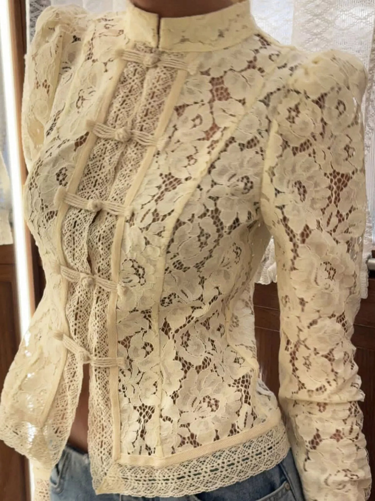 Lace Button-Up Shirt