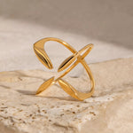 Stainless Steel Crisscross Open Ring