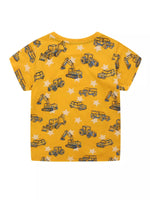 Children's Construction Vehicle Print Crew Neck Short Sleeve T-Shirt