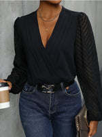 Perfee Ruched Surplice Long Sleeve Bodysuit - Ladyez