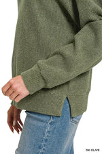 Zenana Brushed Ribbed Hacci Hoodie