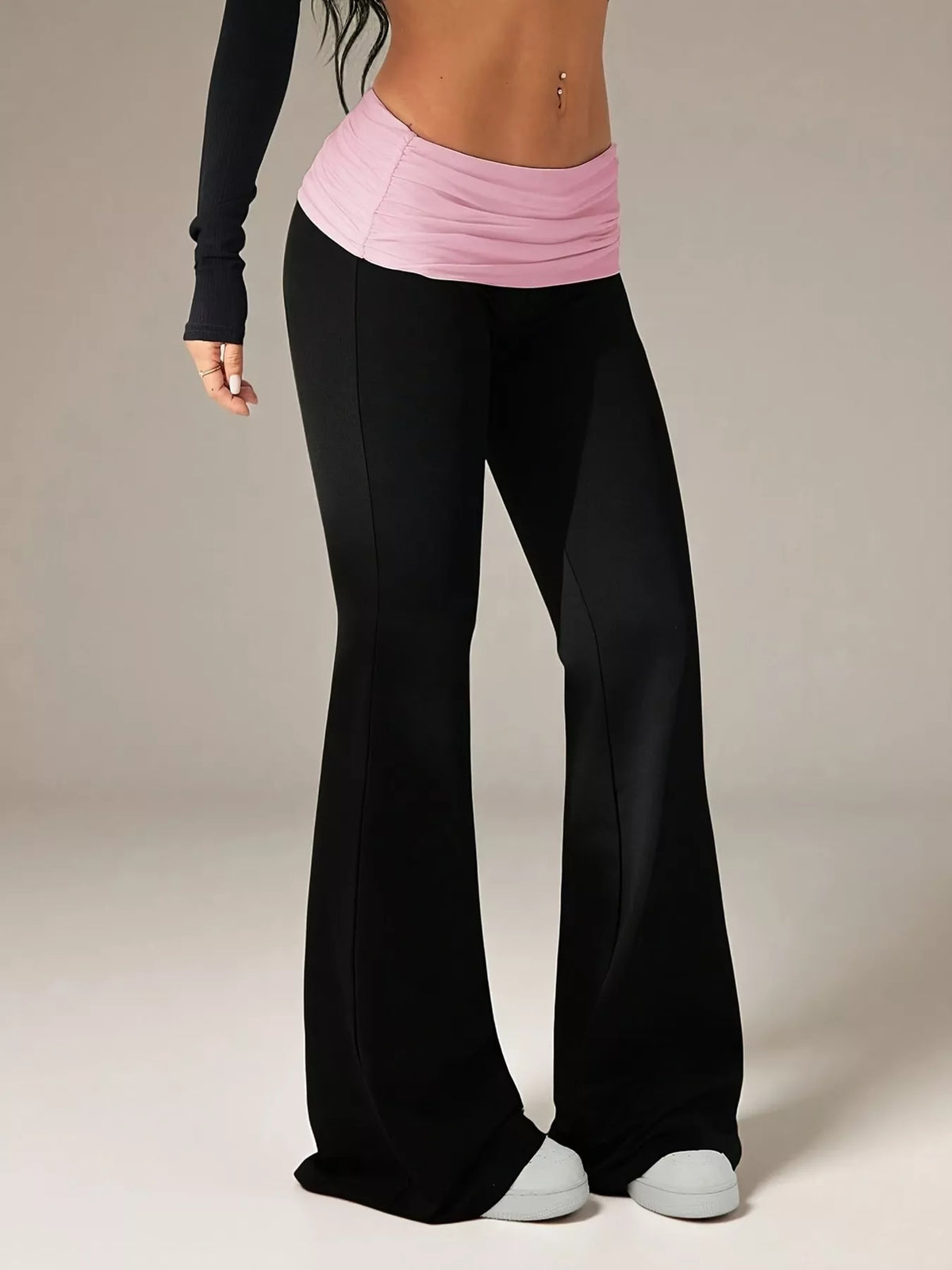 High-Waisted Polka Dot Flare Pants