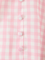 Gingham Ruffle Mini Dress with Lace Trim - Ladyez