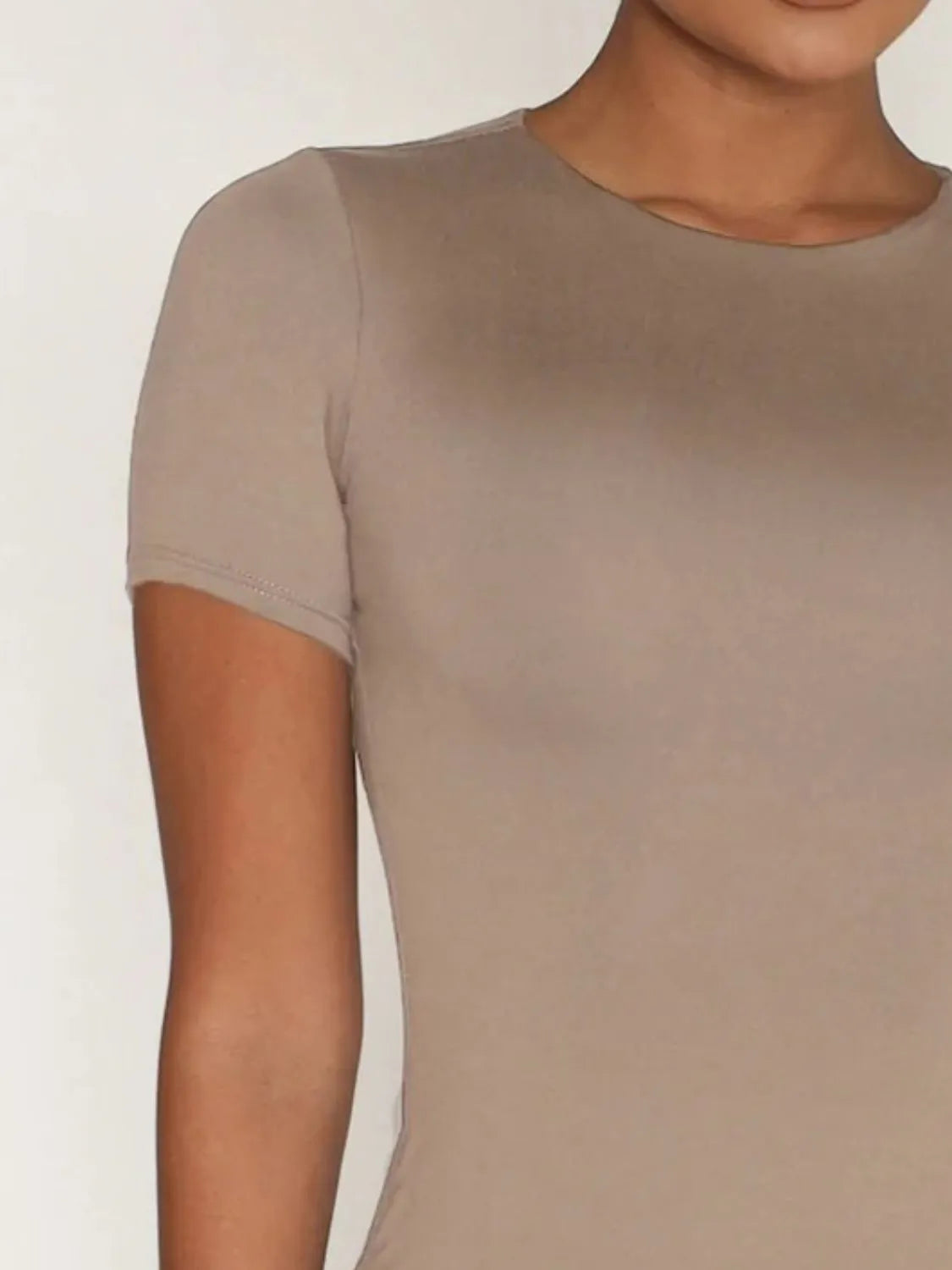 Round Neck Short Sleeve Swim Top - Ladyez