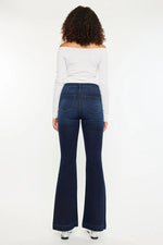 Kancan Button Fly High Rise Distressed Flare Jeans - Ladyez