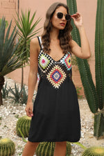 Geometric V-Neck Spaghetti Strap Cover Up Dress - Ladyez