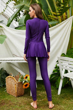 Mock Neck Long Sleeve One-Piece Swimwear - Ladyez