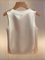 Pearl Embellished Satin Tank Top