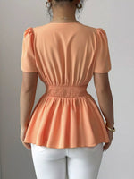 Surplice Short Sleeve Blouse