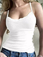 Lace Trim Ribbed Cami