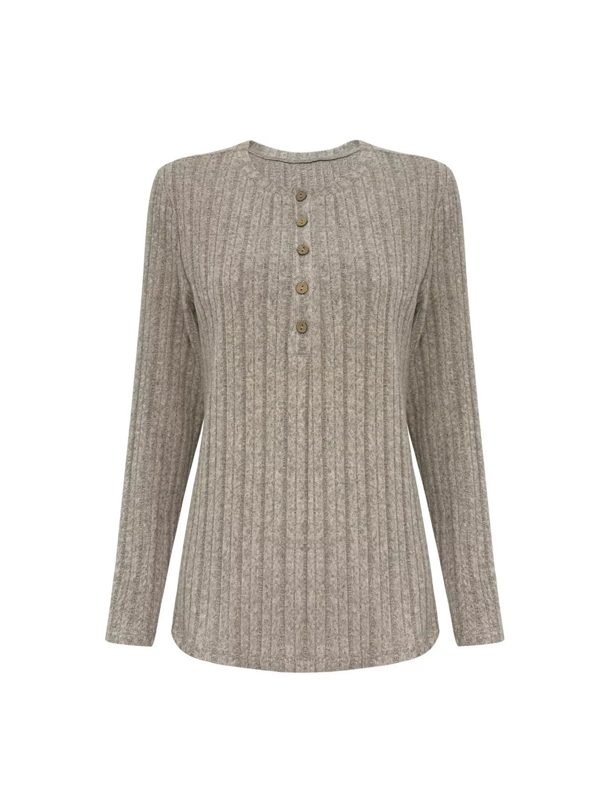 Plus Size Ribbed Knit Button-Front Top and Pants Set