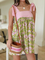 Printed Tie Shoulder Mini Cami Dress - Ladyez