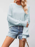 Crew Neck Dropped Shoulder Sweater