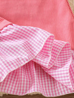 Children's Plaid Hem Corduroy Sleeveless Dress