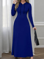 Drawstring Long Sleeve Hooded Maxi Dress