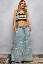 POL Floral Embroidered Cropped Crochet Cami with Scalloped Hem