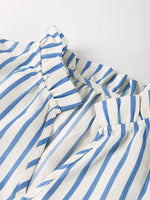 Stripe Knotted Sleeve Notched Shift Mini Dress