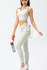 Full Size Slim Fit High Waist Long Sports Pants with Pockets - Ladyez