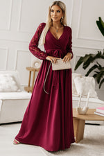 Lace Detail Surplice Tie-Waist Maxi Dress - Ladyez