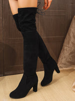 Suede Over-The-Knee High Heel Boots - Ladyez