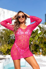 Angel Wings Cutout Long Sleeve Cover-Up - Ladyez