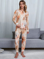 Shiny Tie-Dye Round Neck Top and Pants Lounge Set - Ladyez