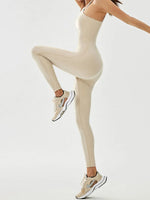 Cutout Asymmetrical Neck Active Jumpsuit - Ladyez