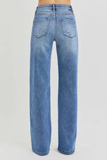 RISEN Full Size Tummy Control Elastic Band High Rise Wide Jeans Plus Size - Ladyez
