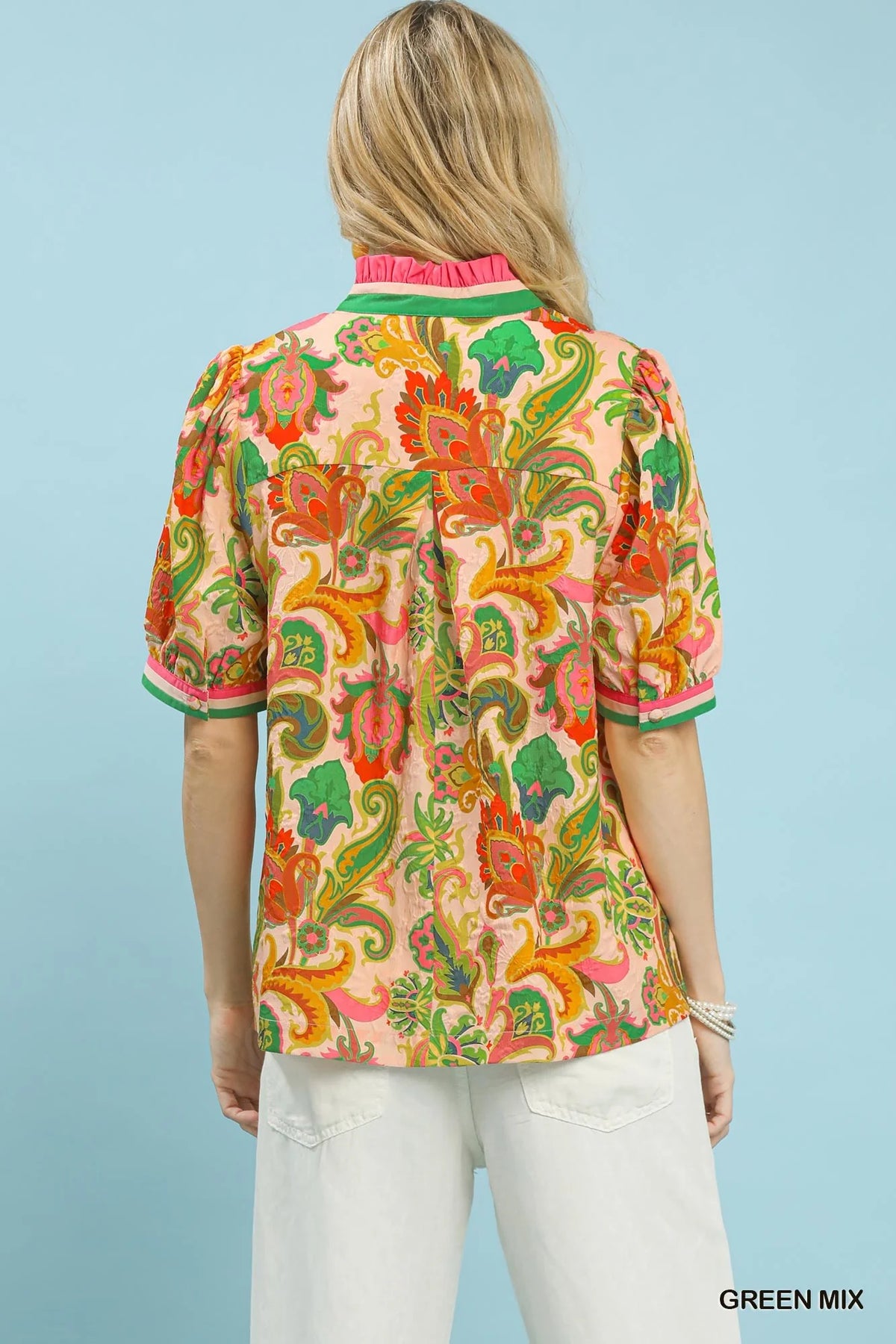 Umgee Jacquard Abstract Print Top