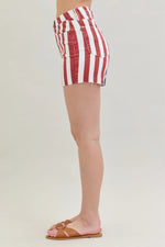 Judy Blue Full Size High Waist Americana Flag Fray Hem Shorts Plus Size - Ladyez